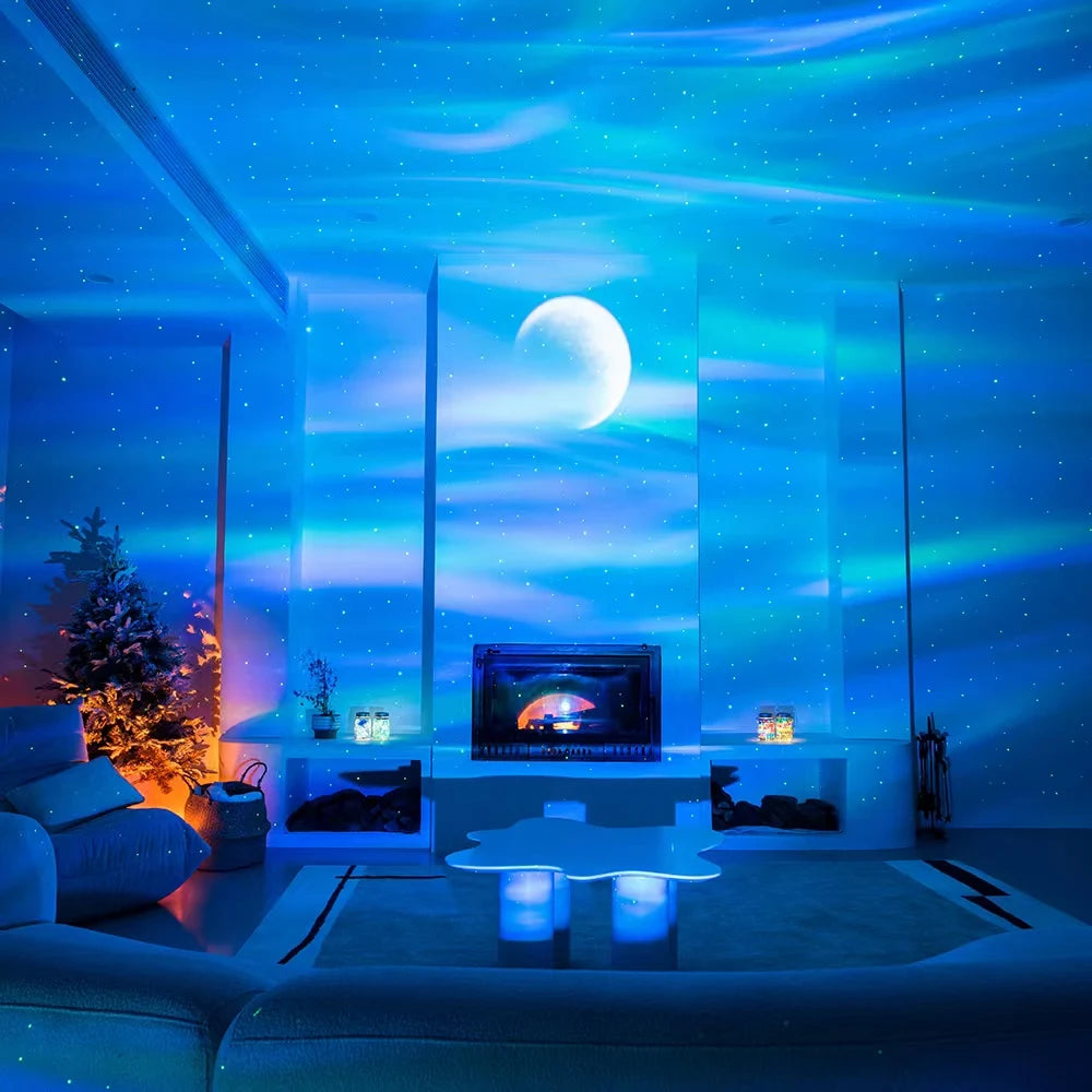 Star Lights Aurora Galaxy Moon Projector with Remote Control Sky Night Lamps Kids Adults Gift Bluetooth Music Speaker Home Decor