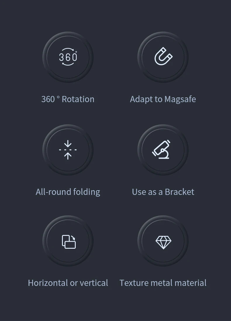 All-In-One Double-Sided Magnetic Phone Ring Holder + Kickstand