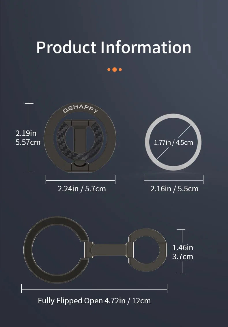 All-In-One Double-Sided Magnetic Phone Ring Holder + Kickstand