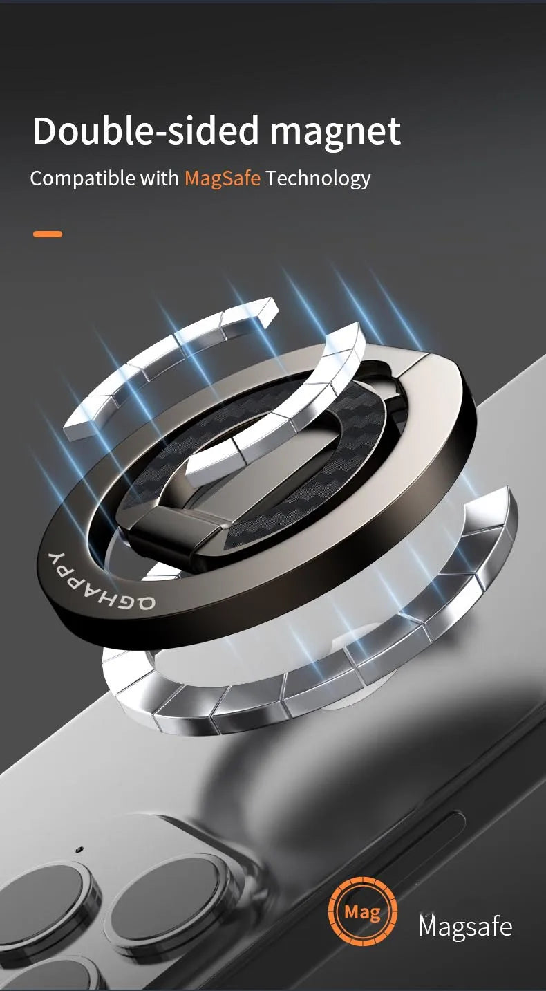 All-In-One Double-Sided Magnetic Phone Ring Holder + Kickstand